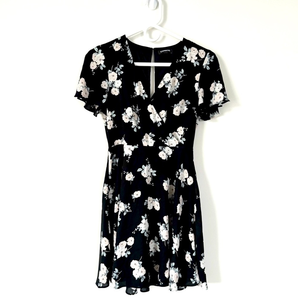 Express - Floral Black Dress